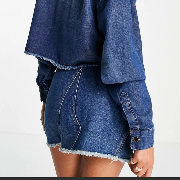 Raw hem Denim shirt - Picture 3 of 5